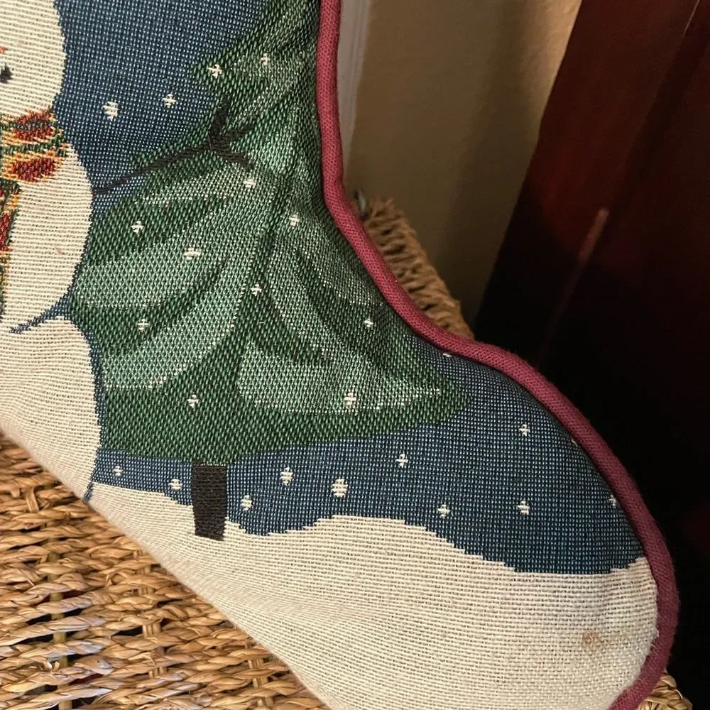 Vintage Tapestry Stocking Pillows Snowman Themed set of 2!